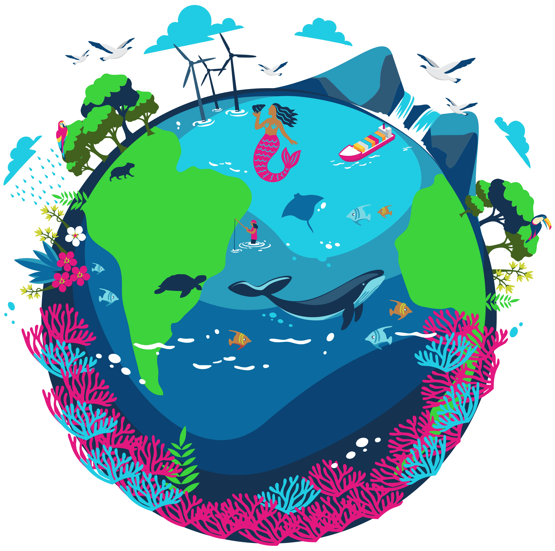 Ilustração do Globo Planeta Água