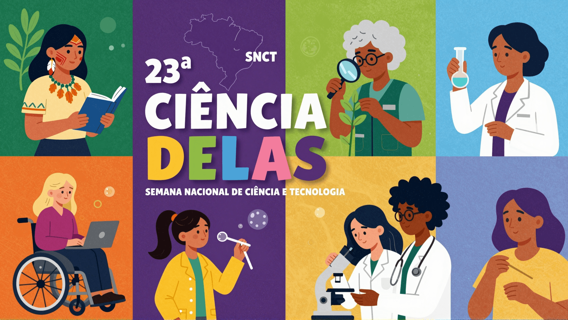 Ilustração do tema da 23° Semana de Ciência e Tecnologia